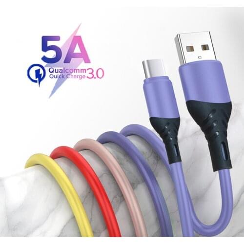 5A Superfast Charge USB Cable Liquid Silicone Wire Micro Type C Fast Charging Data Kabel for iPhone 12 Huawei Mate 40 Xiaomi 11