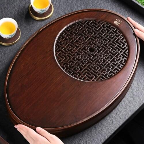 Vintage Bamboo Tea Tray Eco Friendly Water Storage Dry Bubble Chinese Tea Tray Drain Tea Ceremony Bandeja Madera Teaware 50