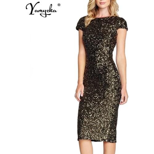Sexy Black Gold Sequins Summer dress women Backless bodycon vintage dress elegant Night club Party Dresses vestidos robe femme