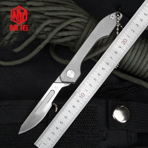 1 PC EDC Folding Knife Titanium Alloy Handle Portable Tool Outdoor Tool Multifunctional Rescue Scalpel No Blade