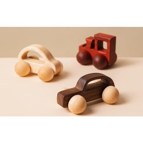 3 PCS Baby Wooden Toys Beech Wood Car Blocks Cartoon Educational Montessori Toys Children Baby Teething Newborn Birthday Gift