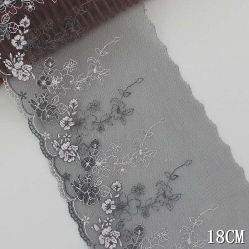 3Yards Soft Grey Tulle Mesh Flowers Fabric Venise Lace Trim Embroidery Edge Sewing Crafts Doll Material Lace Ribbon Skirt Decor