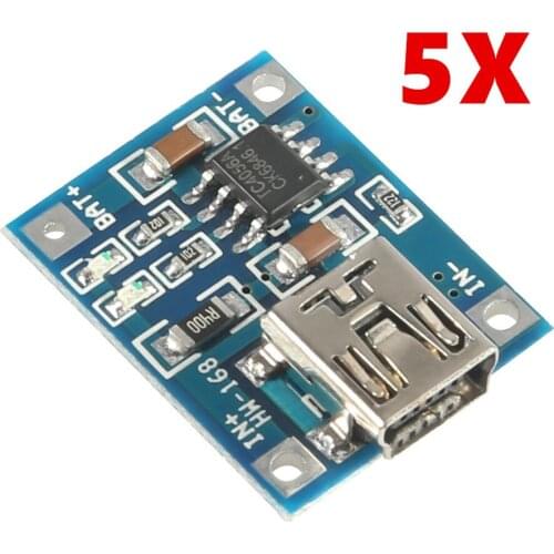 5PCS mini USB 5V 1A TP4056 Lithium Battery Charger Module Charging Board With Protection Dual Functions 1A Li-ion
