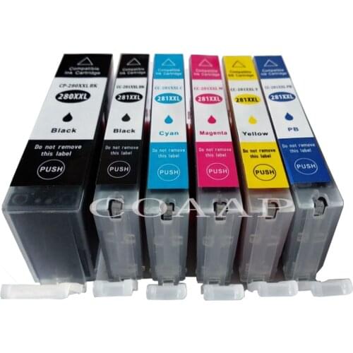 6 Pack ink cartridge compatible for canon pgi280 cli281 Pixma TS8120 TS9120 TR7520 TS6120 Printer