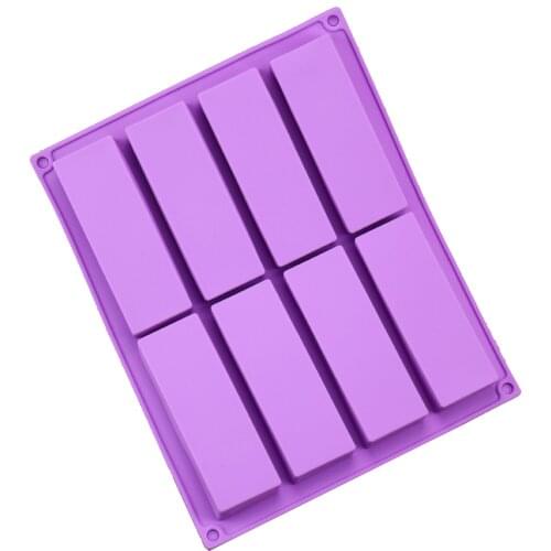 8 Cavity Rectangle Cake Silicone Molds Chocolate Soap Making 3D Ice Cream Resin Clay Plaster Aroma Mould Bread Pastries Baking