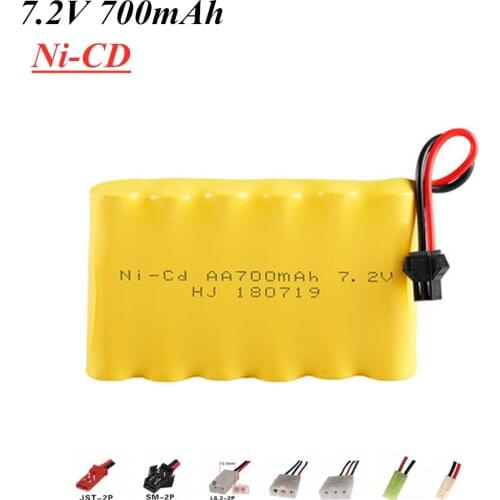 7.2v 700mAh Ni-CD Battery For Rc toy Car Tank Train Robot Boat Gun AA 7.2v Rechargeable Battery Pack + 7.2v Charger