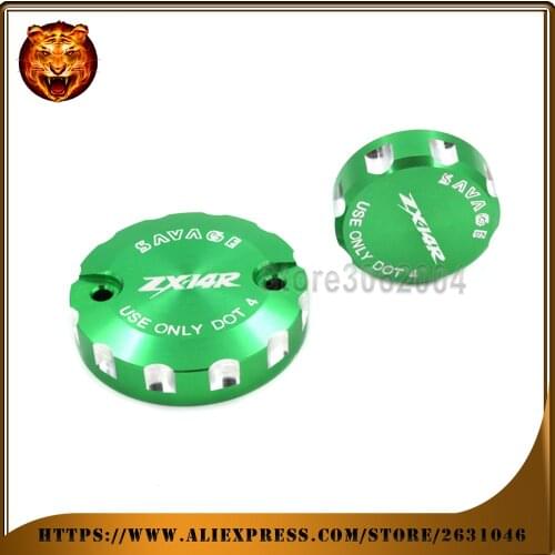 Motorcycle Accessories Front Brake Master Cylinder Fluid Reservoir Tank Oil Cover CAP For KAWASAKI ZX-14R ZX14R ZX14 Green logo
