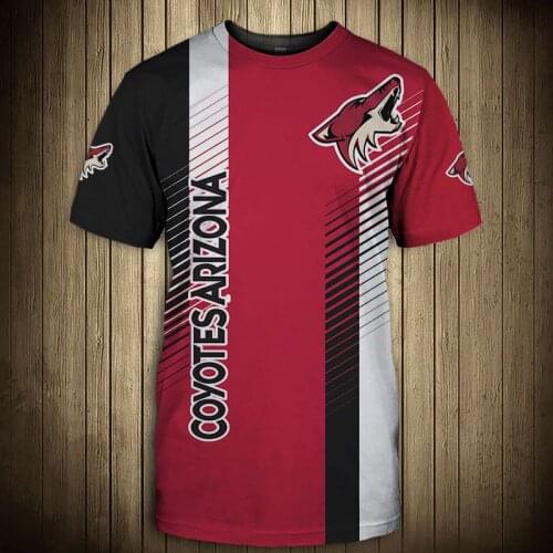 Arizona fashion casual men Coyotes t-shirt Striped stitching red fox print cool tops