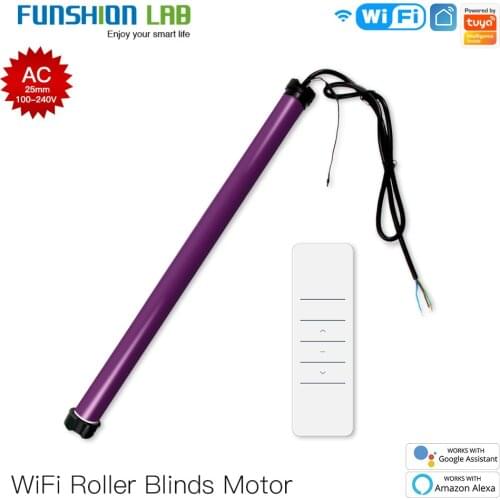 FUNSHION 25mm Automatic WiFi Smart AC Tubular Roller Blinds Motor RF433 Remote 38mm Tube Smart LifeTuya with Alexa Google Home