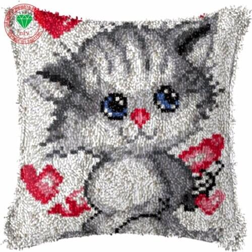 Free Shipping Hook Rug Kit Pillowcase without inner DIY Unfinished Crocheting Yarn Mat Latch Hook Rug Kit Floor Mat Carpet Set