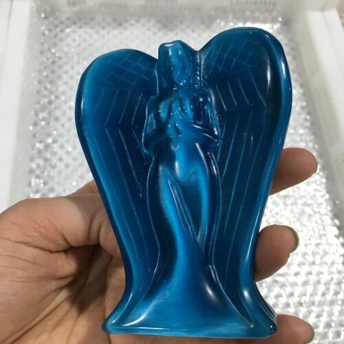 Large sizeAngel Shape Natural Opal Quartz Crystal Stone Healing Energy Gemstone Pendant Ornament Figurine Crafts Gift Home Decor