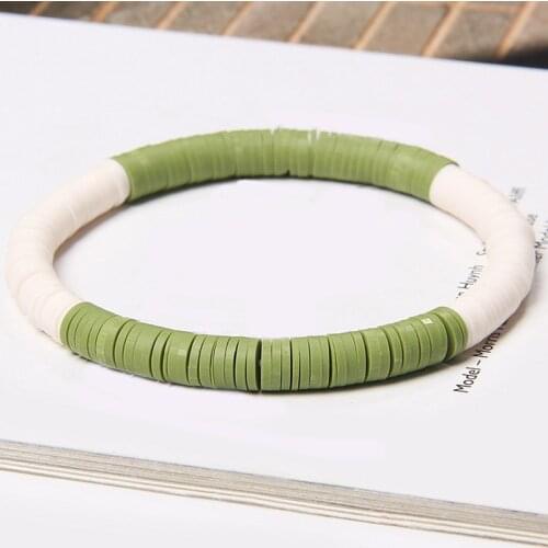 6mm Slice Shaped Polymer Clay Soft Clay Bracelet Two-tone Beads Bohemia Style For Women Men Jewelry Attractive Argile molle Gift