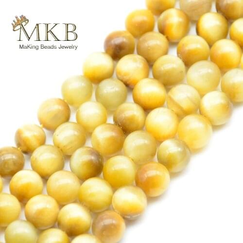 AA Gold Tiger Eye Natural Stone Beads For Jewelry Making 6 8 10 12mm Round Spacer Beads Diy Bracelet Necklace Wholesale Perles