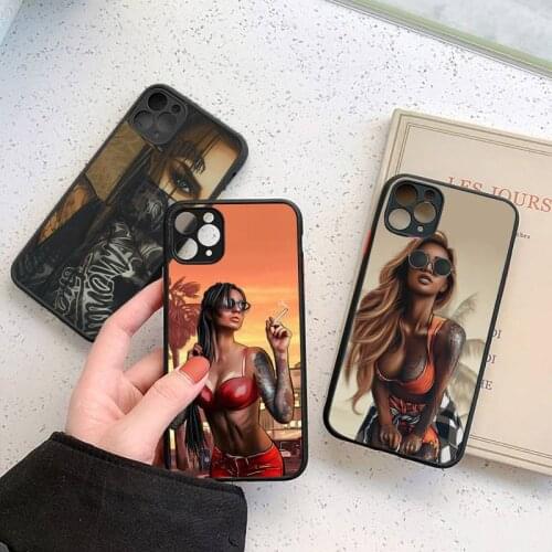 Pop art Tattoo girl sexy Phone Case Matte Transparent for iPhone 7 8 11 12 s mini pro X XS XR MAX Plus cover funda