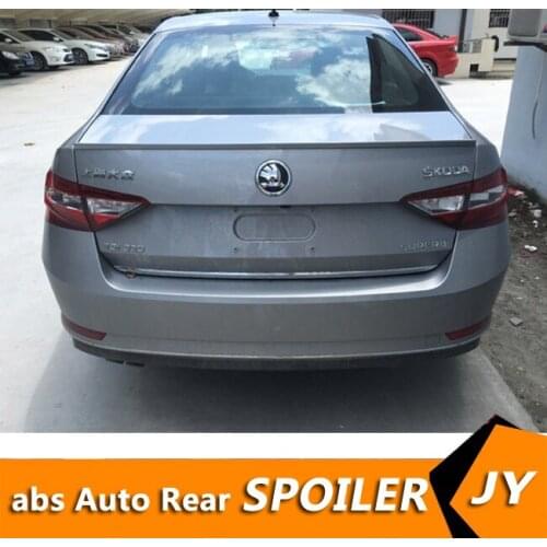 For Skoda Superb Spoiler 2016-2017 Superb spoiler High Quality ABS Material Car Rear Wing Primer Color Rear Spoiler