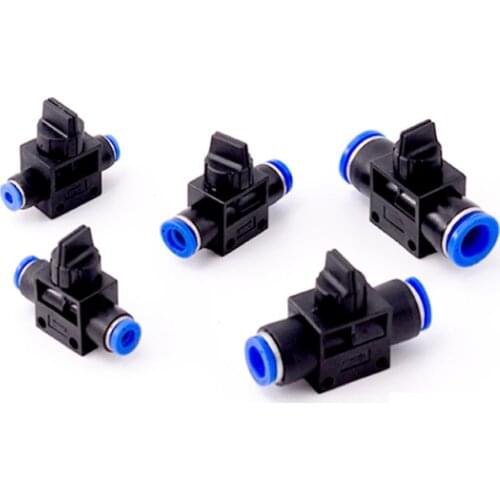 2 Way Air Pneumatic Hand Valve Fitting 4 6 8 10 12mm OD Hose Tube Push Into Connect Flow Limiting Speed Control Quick Fittings