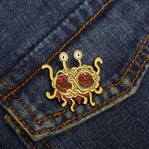 Spaghetti Enamel Pin Macaroni Products Ramen Funny Flair Brooch Denim Jeans Shirt Coat Lapel pin Metal badge