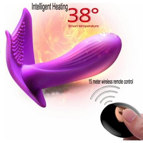 Smart Heating/Voice Control Butterfly Dildo Vibrator Wireless Remote Control Panties Strap On Vibrating Sex Toys for Women