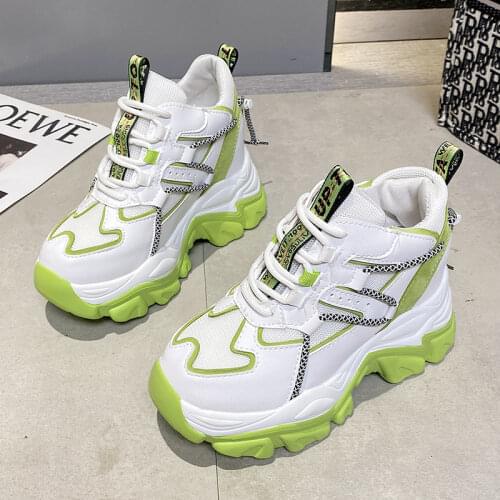 New 2020 Spring Breathable Mesh Women Chunky Sneakers Casual Joker Tennis Sneakers Original Night Glow Trendy Female Shoes White