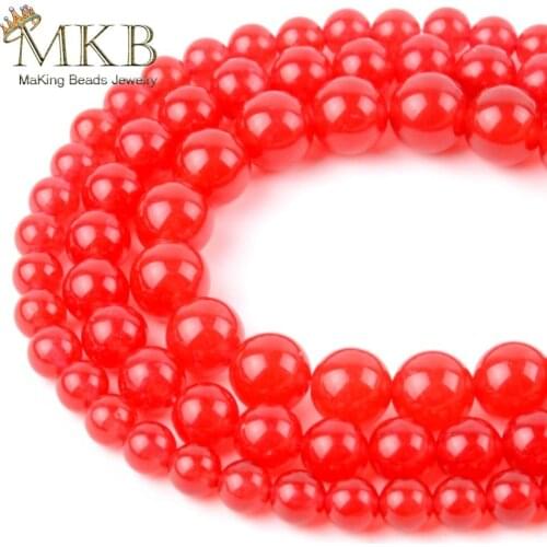 Natural Red Jades Stone Round Beads For Jewelry Making 4/6/8/10/12mm 15inches Spacer Beads Diy Bracelet Wholesale Perles