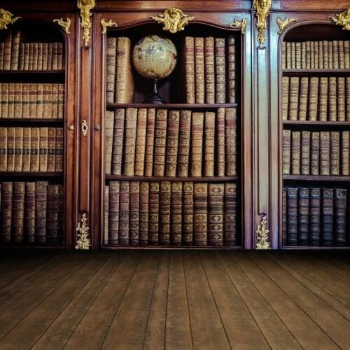 Laeacco Old Wooden Bookshelf Bookcase Glass Study Room Interior Photographic Backgrounds Photography Backdrops For Photo Studio