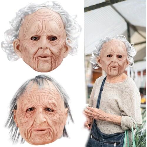 Halloween Masks Latex Old Woman Mask Female Disguise Cosplay Costume Halloween Party Realistic Masks