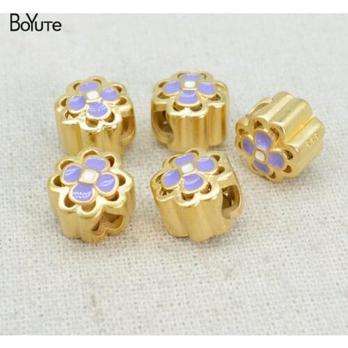 BoYuTe (10 Pieces/Lot) Matte Gold Plated Flower Shape Spacer Beads Factory Direct Sale Handmade Diy Brass Beads Accessories