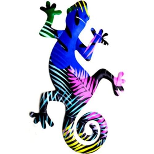 Metal Gecko Wall Decor Inspirational Sculpture Home Garden Decoration Outdoor Miniatures Statues Fairy Garden Ornaments