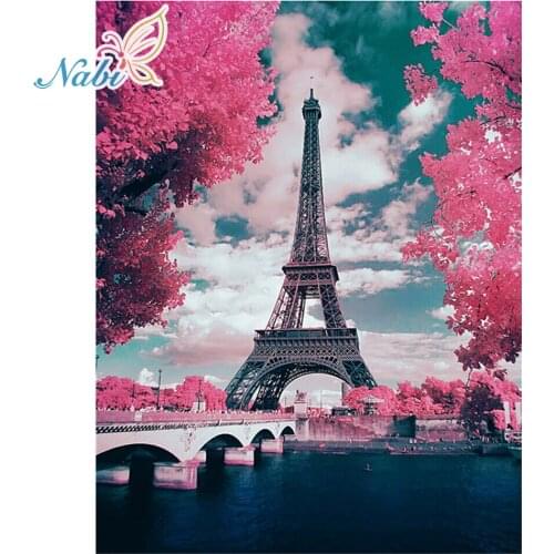 Nabi 5D DIY Diamond Embroidery Landscape Eiffel Tower Diamond Painting Cross Stitch Square Rhinestone Mosaic Decoration BK362
