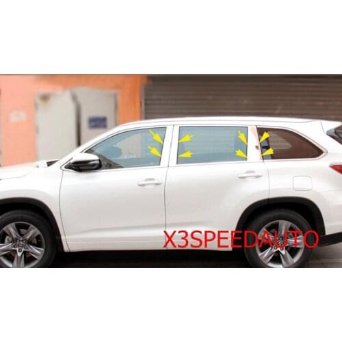 Window Trim B Pillar For Toyota Highlander 2014 2015 Free Shipping Stainless Steel 6PCS