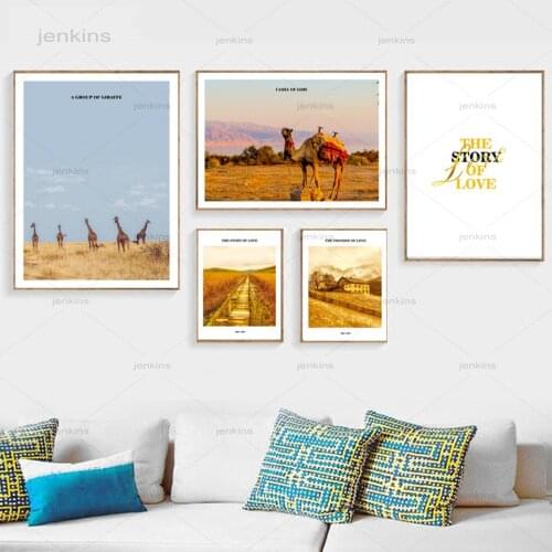 Nordic Prints Animals Llama Pictures Home Giraffe Wall Art Modular Scenery Poster Quotes Painting Canvas Living Room Decoration