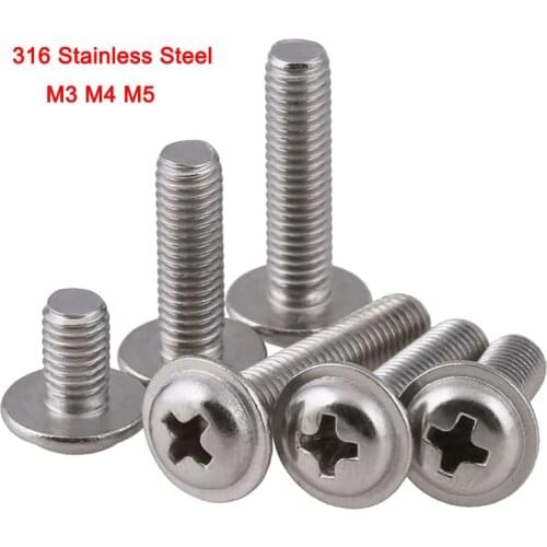 New 316 Stainless Steel Round Head Phillips Head With Washer Screws Computer Screw M3 M4 M5