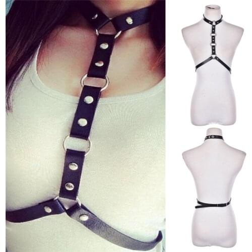 New Fshion Leather Harness Garters Sexy Chest Sculpting Body Waist Belt Punk Gothic Sexy Bra Bondage PU Leather Waist Belts