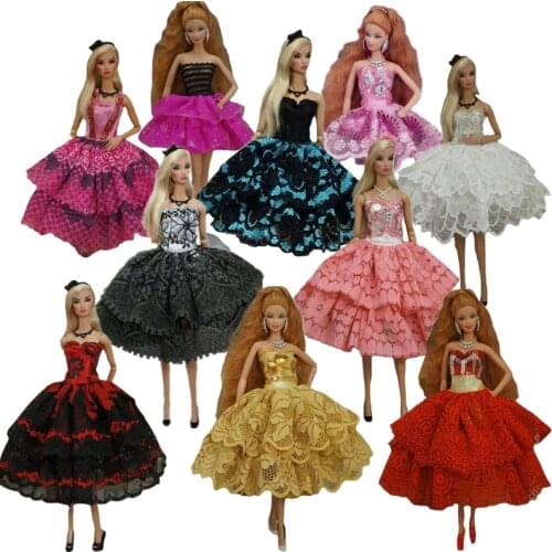 1/6 BJD Doll Clothes For Barbie Dress Outfits Floral Lace Princess Dresses Party Gown Vestidoes 11.5" Dollhouse Accessories Toys