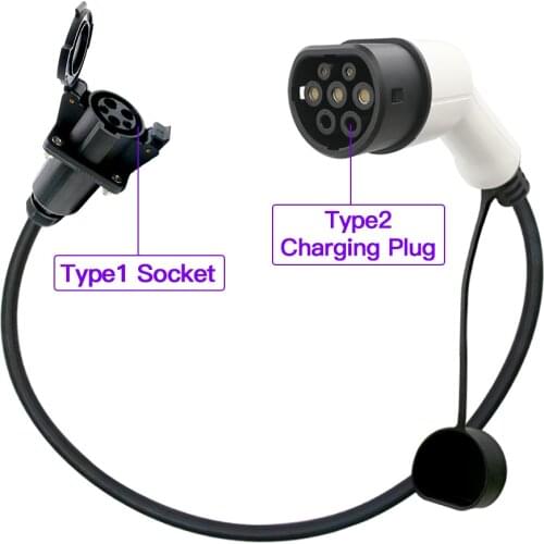 16A EV Adapter Type 2 EV Plug to Type 1 EV socket IEC 62196-2 Female Type 2 to Type 1 Adapter 1m Cable Customized