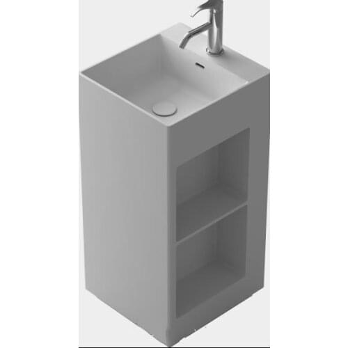 Bathroom Rectangular Pedestal Freestanding Vessel Wash sink Solid surface stone wash basin RS38378