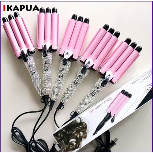 3 Barrel Rhinestone Hair Curling Iron Professional Triple Barrel Hair Curler Hair Wave Waver Styling Tools Fashion Styler Wand