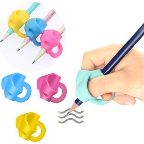 3pcs Two-Finger Pen Holder Silicone Baby Learning Writing Tool Correction Device Pencil Set Stationery Correct Finger Position