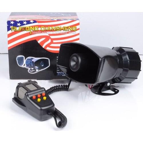 DC 12V 100W Motorcycle Car Auto Vehicle Truck 5 Sound Tone Loud Horn Siren Police Firemen Ambulance Warning Alarm Loudspeaker