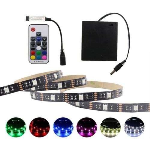 DC 5V RGB LED Strip Waterproof Battery Powered 5050 RGB LED Light 30 LEDs/m Ribbon Tape Lights Lamp with Remote 1M 2M 3M 4M 5M