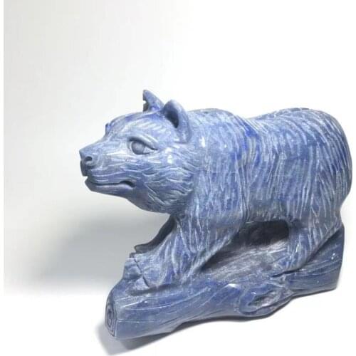 High Quality Blue Aventurine Bear Natural Crystal Carved Animals Bears For Healing Gift YHM