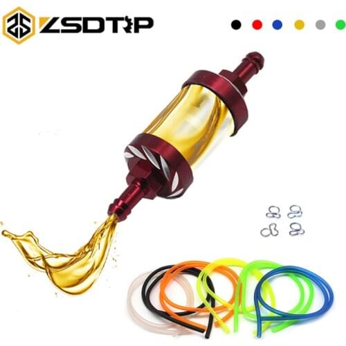 ZSDTRP 8mm Motorcycle Gas Fuel Filter Petrol Pipe Hose Line With Clips Moto Scooter Dirt Bike