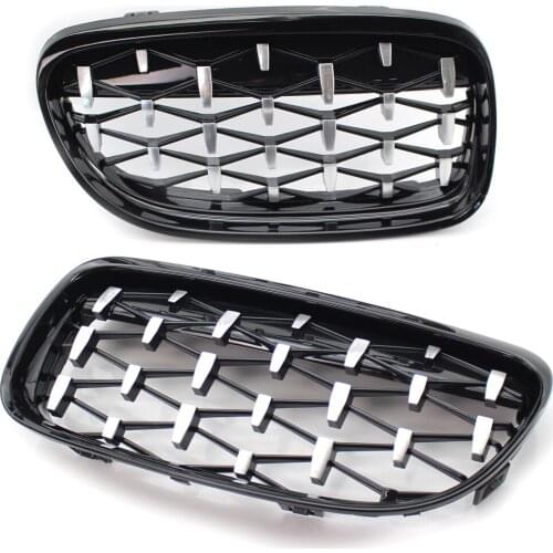 1 Pair Premium ABS Meteors Kidney Front Grille Auto Middle Grille For BMW 3 Series E90 New 2009-2012 Black/Silver Racing Grills