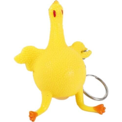 1pcs Funny Gadgets Vent Chicken Whole Egg Laying Hens Crowded Stress Ball Keychain Funny Novelty Toy
