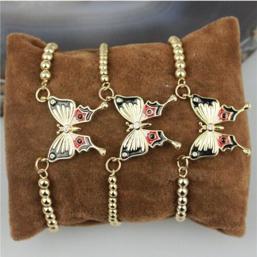 10pcs/lot New design colorful cz/enamel bracelet,colorful butterfly enamel component jewelry,adjustable bracelet cheap wholesale