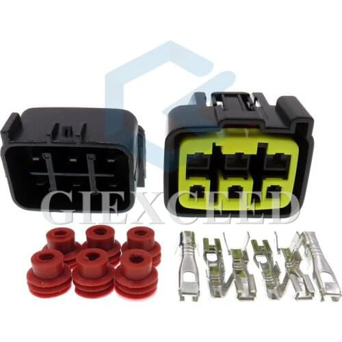 2 Sets 6 Pin FSW-C-6F-B Female Male Wire Harness PCB Socket Waterproof Automotive MotoCycle Connector