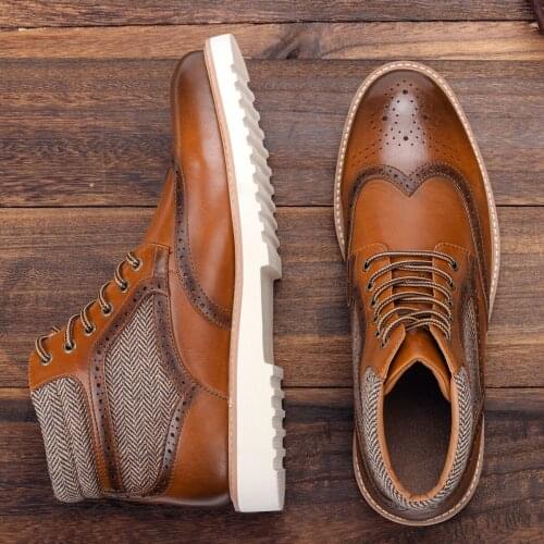2020 classic mens casual leather shoes fashion warmth retro mens shoes comfortable
