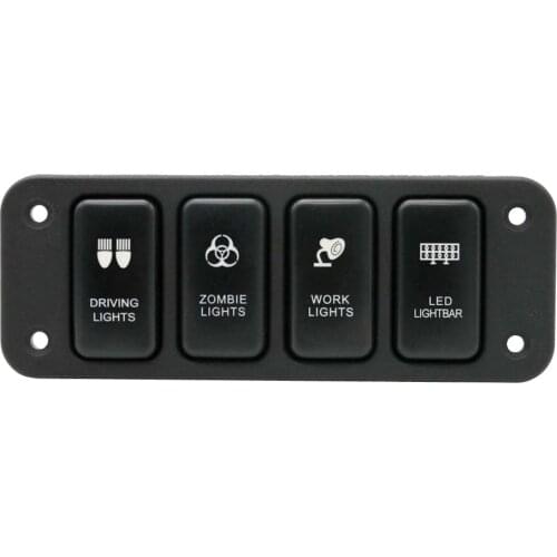 4 Gang Blue Rocker Toggle Switch Panel Car Marine Boat Breaker Waterproof