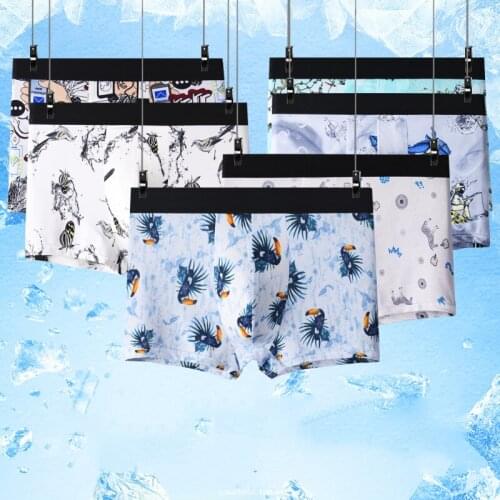 6 Pcs/Lot New Mens Underwear High-End Ice Silk Breathable Man Underpants Soft And Comfortable Antibacterial Men Boxer Briefs