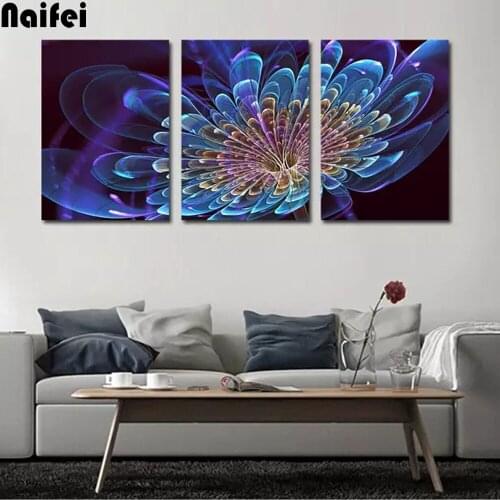 Diamond Painting Diy 5d Diamond Embroidery Abstract Mandala Beautiful Flowers Bedroom Decor Romantic City Paintings 3 Panels